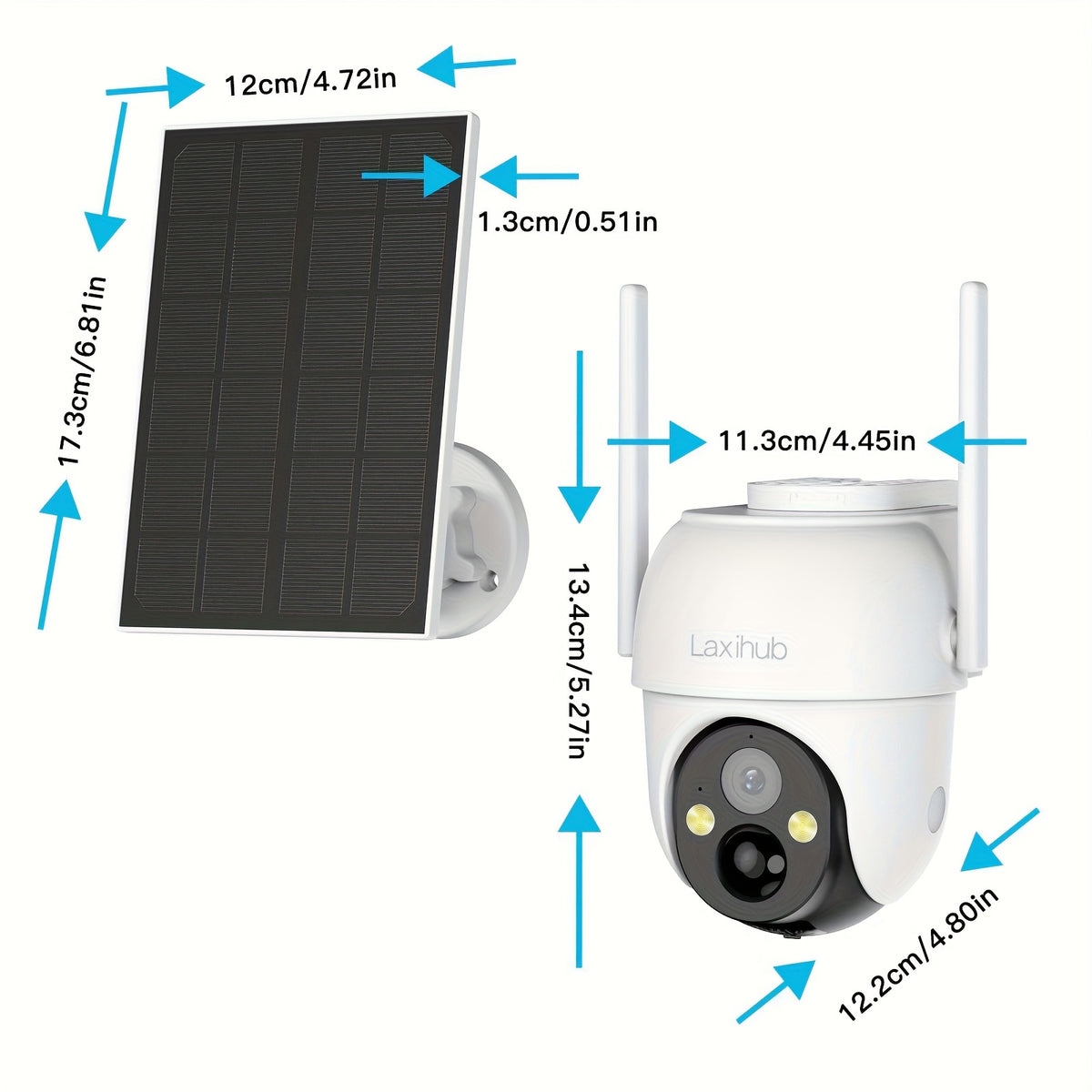 Laxihub GO2T Security Camera with 3MP 1296P Video, 2.4GHz WiFi, Pan-Tilt View, Color Night Vision and Two-Way Audio, Camera or Solar Panel Package Options