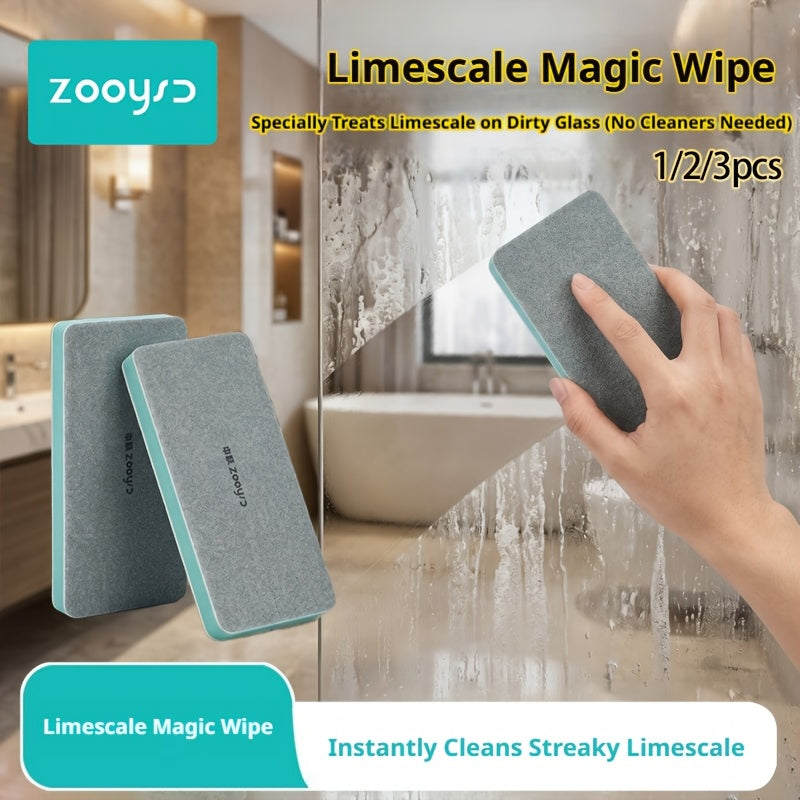 Limescale Cleaning Brush by Zooysd, Water Stain Eraser Scrubber in One, Two or Three Pack Options for Compatible Bathroom Tile, Shower Glass and Sink Surfaces