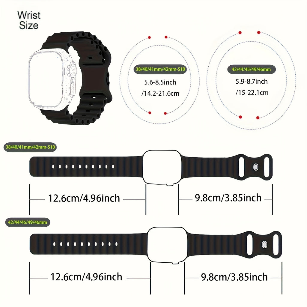 Silicone Watch Bands Compatible with Apple Watch, 10-Set Mixed Color Replacement Straps with Lightweight Breathable Design and Two Case-Size Groups