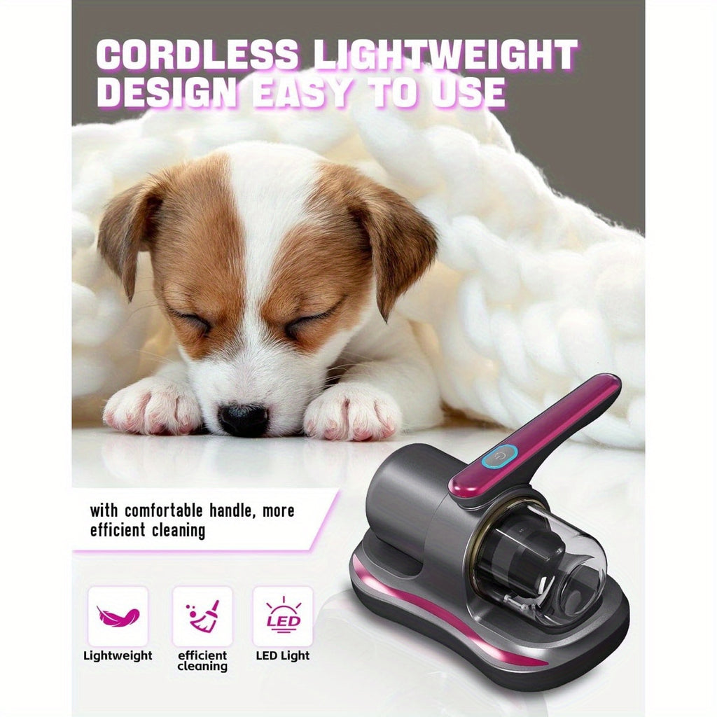 Mattress Vacuum Cleaner in Purple, Cordless Handheld Bed and Sofa Cleaner for Pet Hair, Compatible Upholstery and Carpet Surface Cleaning