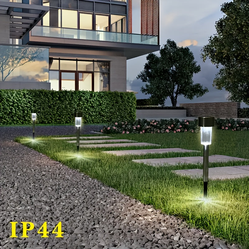 Solar LED Rod Lights with Listed Stainless Steel and IP44 Rating, 20 to 50 Piece Pack Labels in Multicolor, White or Warm Light for Garden and Patio Decoration
