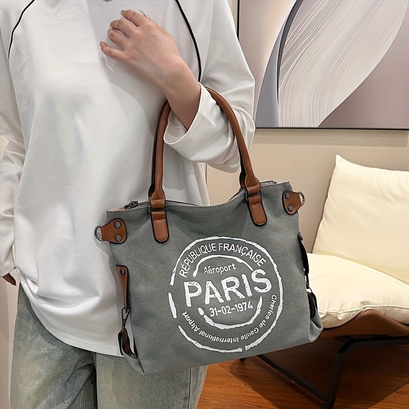 Tote Crossbody Shoulder Bag with Adjustable Strap, Brown with Black or Gray with Black Options for Everyday Errands, Commuting and Casual Outfit Styling
