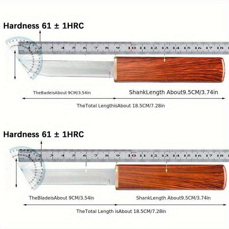 420 Stainless Steel Chef Knife with Polished Fixed Blade and Wooden Handle, One or Two-Piece Model Labels for Everyday Meat, Fruit and Kitchen Food Prep