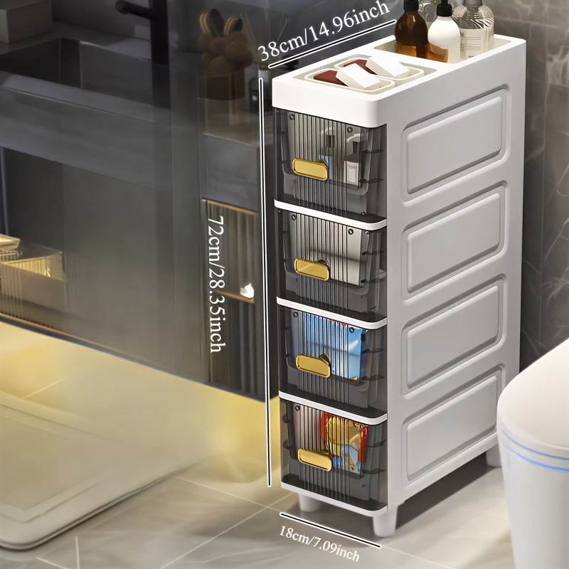 Slim Storage Cabinet with Drawers and Listed PP Material, Three-, Four- or Five-Layer and Six-Drawer Options for Bathroom, Kitchen and Small-Space Organization