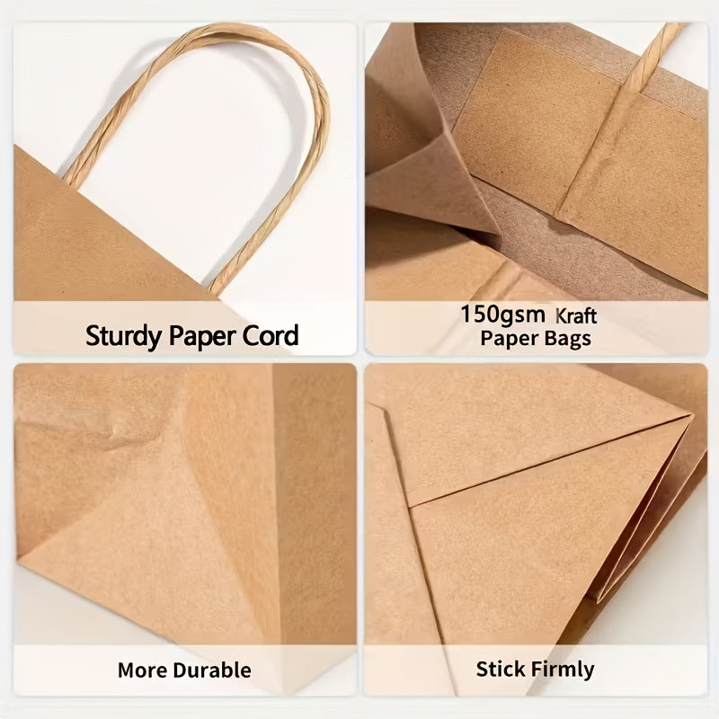 Kraft Paper Gift Bags with Twisted Handles, 100-Pack Bulk Packaging in Small, Medium and Large Size Options for Wedding Favors, Holiday Gifts and Retail