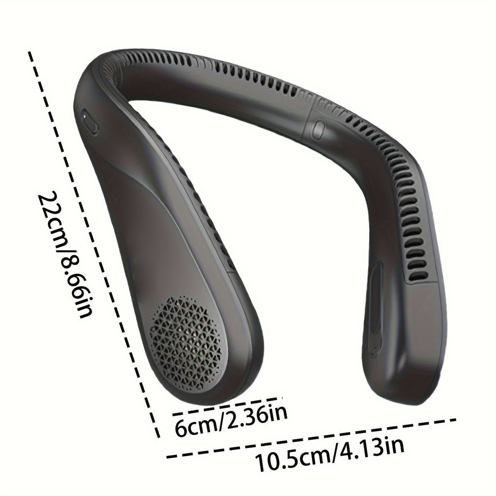 Four-Speed Bladeless Neck Fan, USB-C Rechargeable Wearable Personal Fan with 66 Air Vents and Hands-Free Airflow for Travel, Office, Cooking and Outdoor Leisure