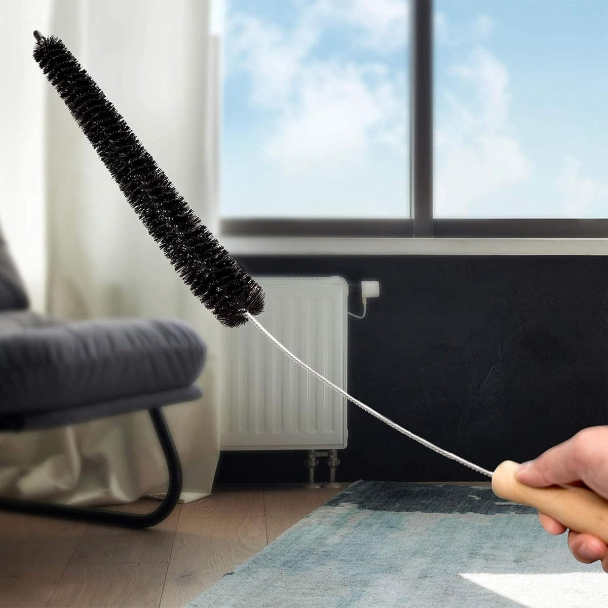 Flexible Radiator Cleaning Brush with Listed 73cm Reach, Manual Long Duster for Suitable Household Gaps, Living Rooms, Bedrooms and Car Cleaning