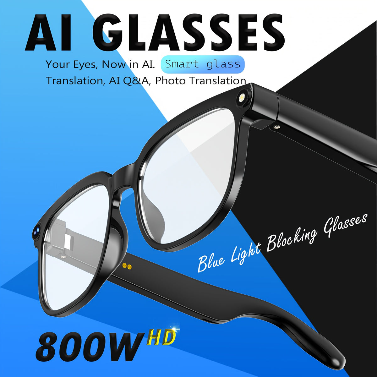 M08S-AI and M02S-AI Camera Smart Glasses with Listed Video and Audio Recording, Translation, Voice Assistant, Object Recognition, Music and Calling Features