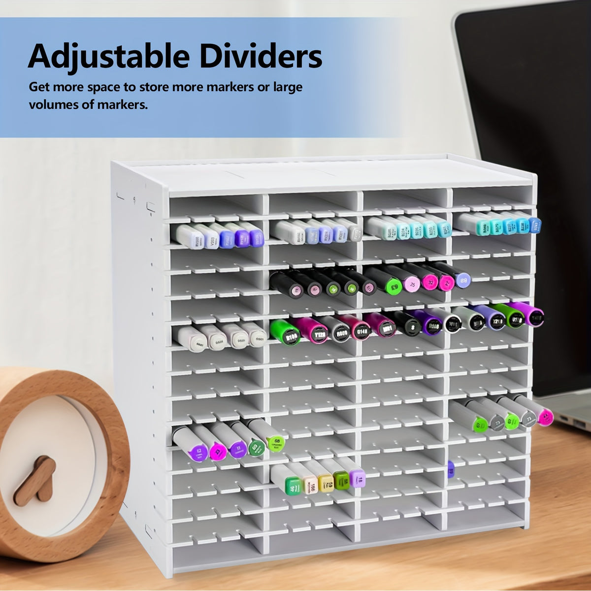 Marker Storage Rack with 180 or 240 Slots, Desktop Pen and Colored Pencil Organizer for Art Supplies, Craft Workspaces and Home Office Organization