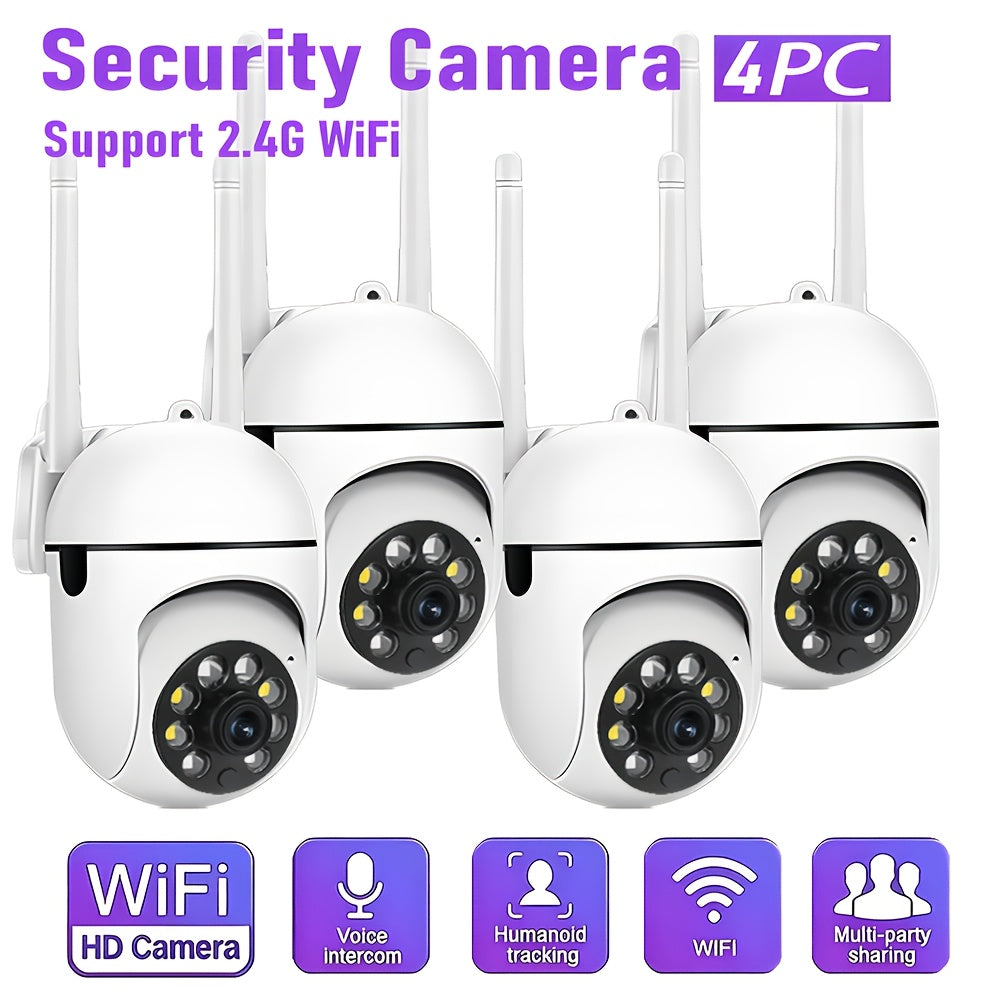 Motion-Tracking Indoor Camera 4-Pack with Listed 3MP Video, 2.4GHz Single-Band WiFi, Pan-Tilt Design, Full-Color Night Vision, Auto Alerts and Two-Way Audio