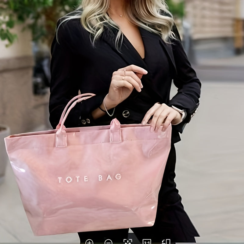 Double-Layer Tote Bag for Women with Classic Solid-Color Styling and Carry Handles, Everyday Handbag for Casual Outings in TT4, TT6 or TT1 Options