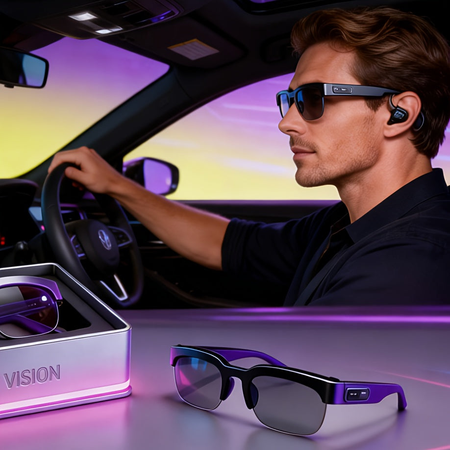 Hands-Free Translation Glasses with Listed AI Real-Time Language Translation, Audio System and Built-In Microphone for Travel Conversations and Office Use