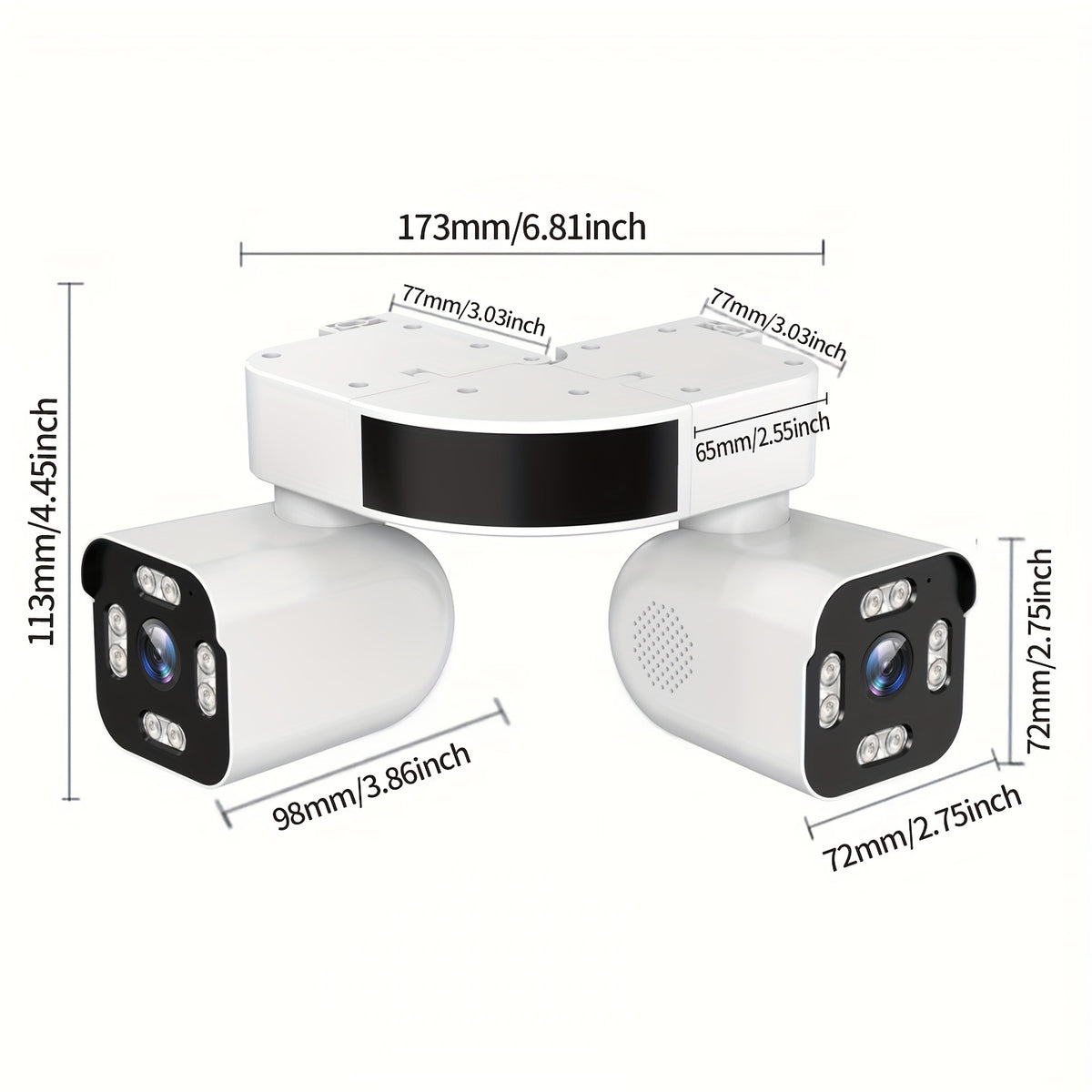 Wired-Power Dual Lens WiFi Security Camera with Listed 10X Electric Zoom, PTZ App Viewing, Night Vision, Two-Way Audio and Siren, Single or Two-Piece Options