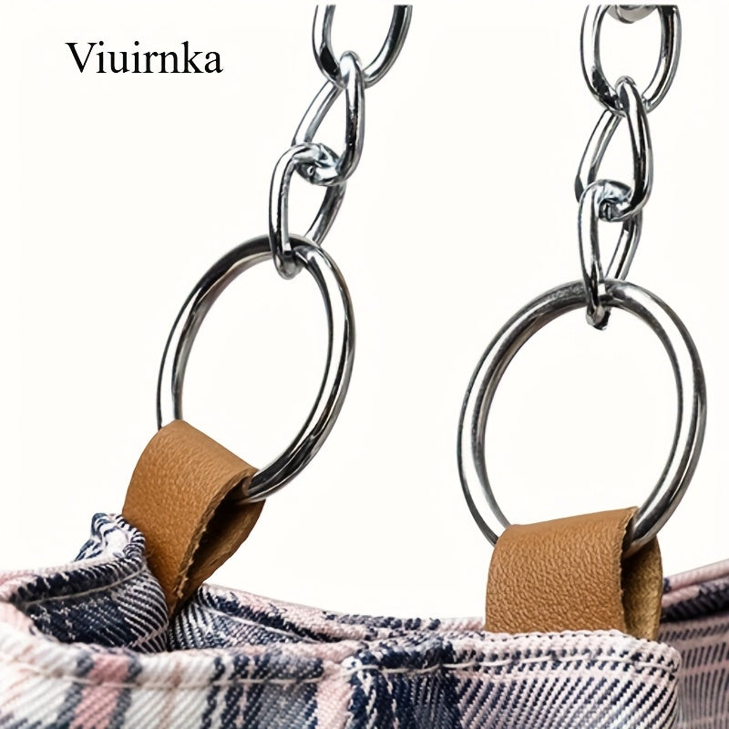 Oversized Plaid Tote Bag for Women, Spacious Shoulder Handbag for Work, School and Everyday Essentials with Classic Check Pattern Styling