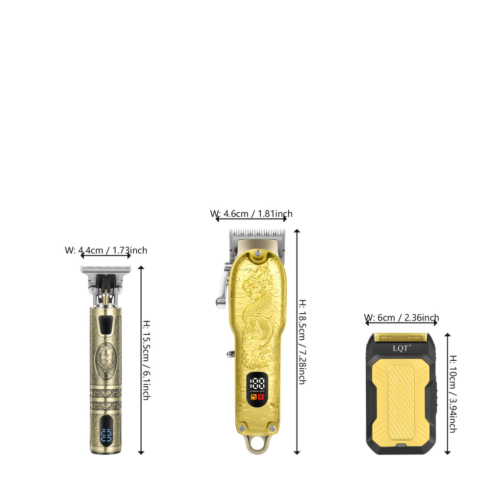 LQT Hair Clipper Set for Men with USB Rechargeable Design, Retro Styling and Golden Dragon Package Options for Home Haircuts, Detailing and Grooming Gifts