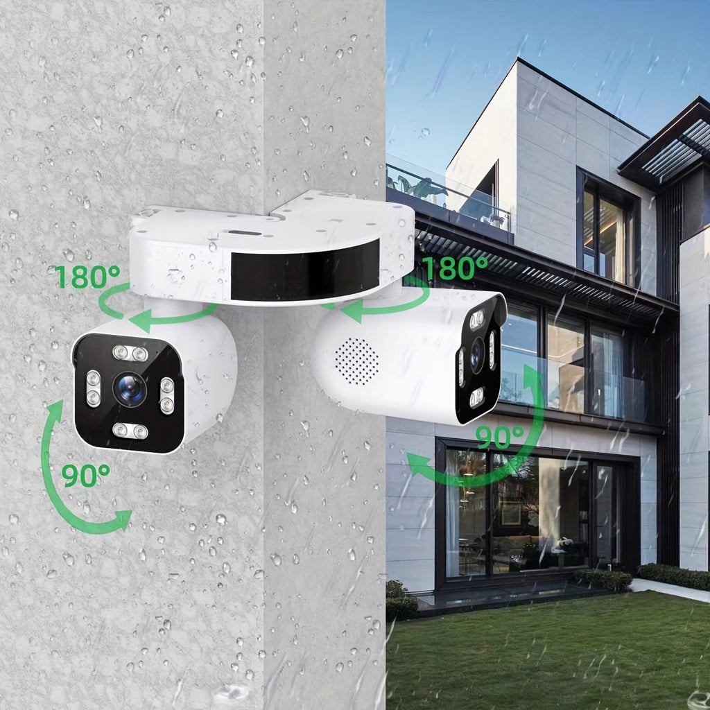 Wired-Power Dual Lens WiFi Security Camera with Listed 10X Electric Zoom, PTZ App Viewing, Night Vision, Two-Way Audio and Siren, Single or Two-Piece Options