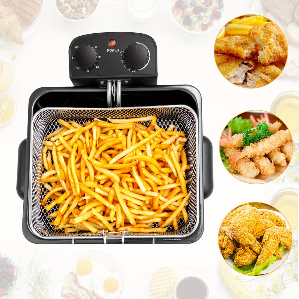 Triple Basket Electric Deep Fryer by Costway, 5.3QT Oil Container with 1700W Heating, Adjustable Temperature, 60-Minute Timer and Viewing Window Lid