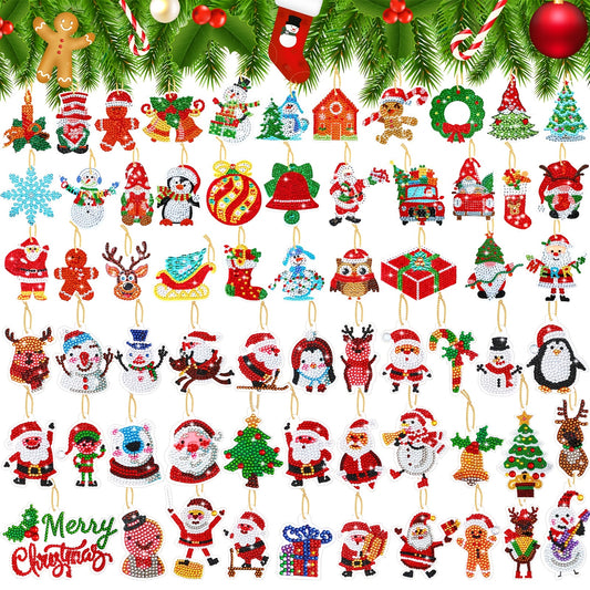 Christmas Diamond Painting Sticker Kit with Listed 64-Piece Option, 5D Round Rhinestone Craft Supplies for Adult DIY Holiday Decorations and Personalized Gift Accents