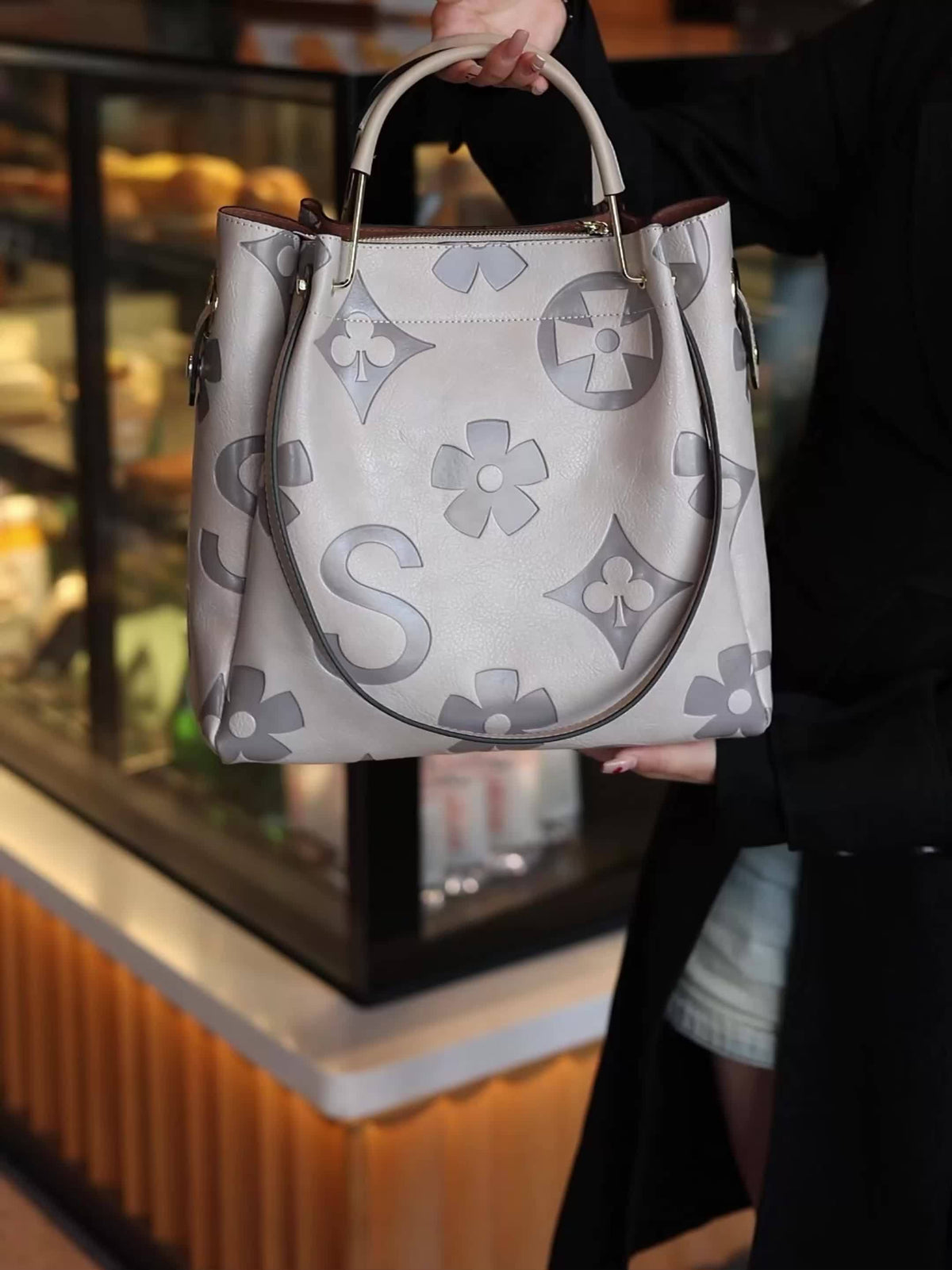 Flower Embossed Handbag, Classic Satchel Bag for Work and Everyday Outfits with Nine Color Options for Office Style and Casual Outings