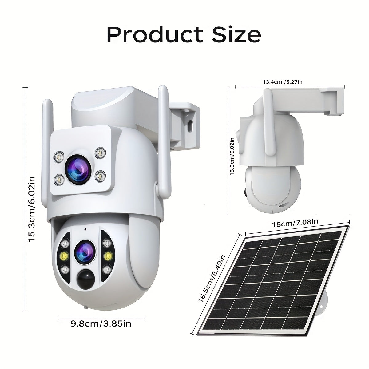 JOOAN RS3 Solar Security Camera with Dual Lenses, Listed 355° Auto-Tracking PTZ, 1296P Color Night Vision, Two-Way Audio and Rechargeable Battery
