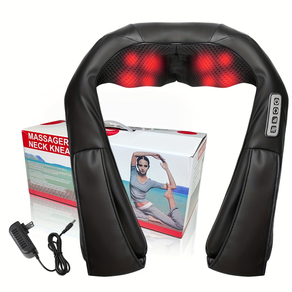 Electric Kneading Neck and Shoulder Massager in Black or Grey, Acupressure-Style Personal Care Device for Adult Home Massage Routines and Gift Ideas