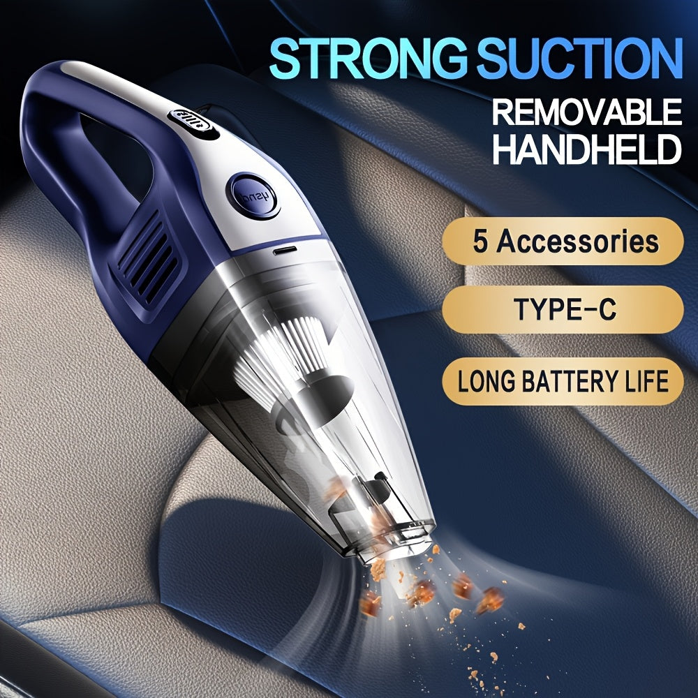 Handheld Vacuum Cleaner Cordless, USB Charging Mini Car Vacuum with Powerful Suction and Multi-Nozzle Kit, Portable Hand Vacuum for Car, Home, Office and Pet Hair Cleaning