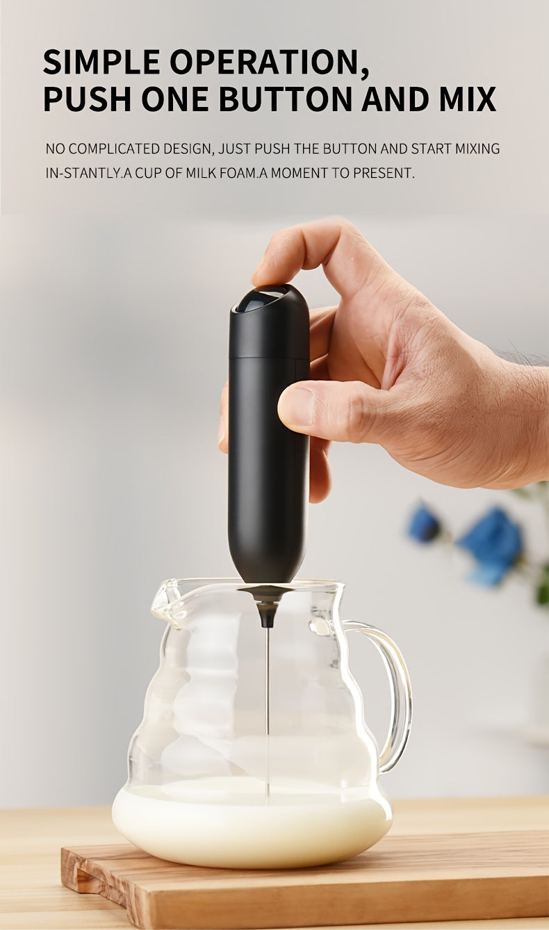 Handheld Milk Frother by CLITON, Battery-Powered 304 Stainless Steel Whisk for Coffee and Tea in Black, White or Green with Single or ABS Stand Options