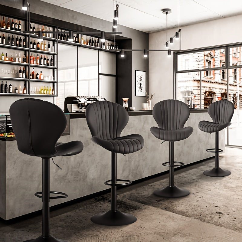 High Back Swivel Bar Stools with Adjustable Upholstered Seats for Kitchen Island, Home Bar and Dining Room, Sets of 1, 2, 3 or 4 in Five Colors
