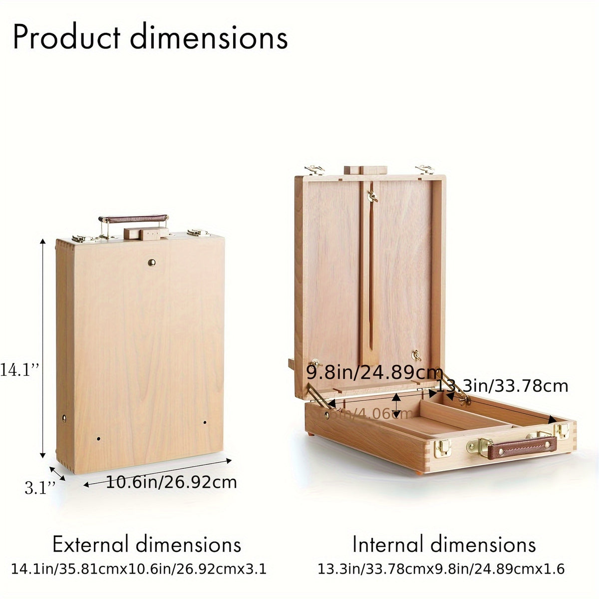 Wooden Tabletop Easel Storage Box, Adjustable Beechwood Painting Stand with Carry Handle and Natural Wood Finish for Artists, Beginners and Art Display