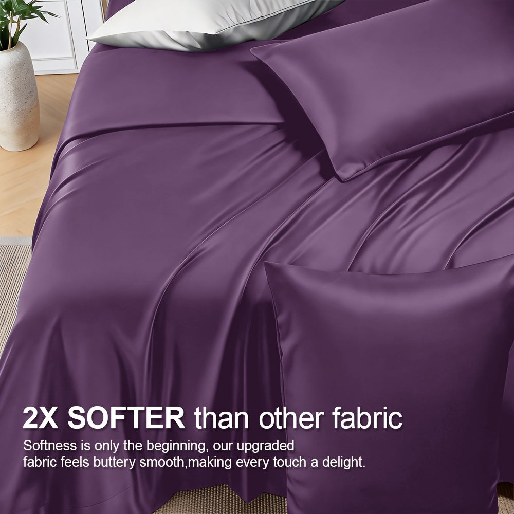 20 Inch Pocket Bed Sheet Set, Four-Piece Bedding with Listed Cooling Comfort, Fitted Sheet, Flat Sheet and Pillowcases in Twin, Full, Queen and King Options
