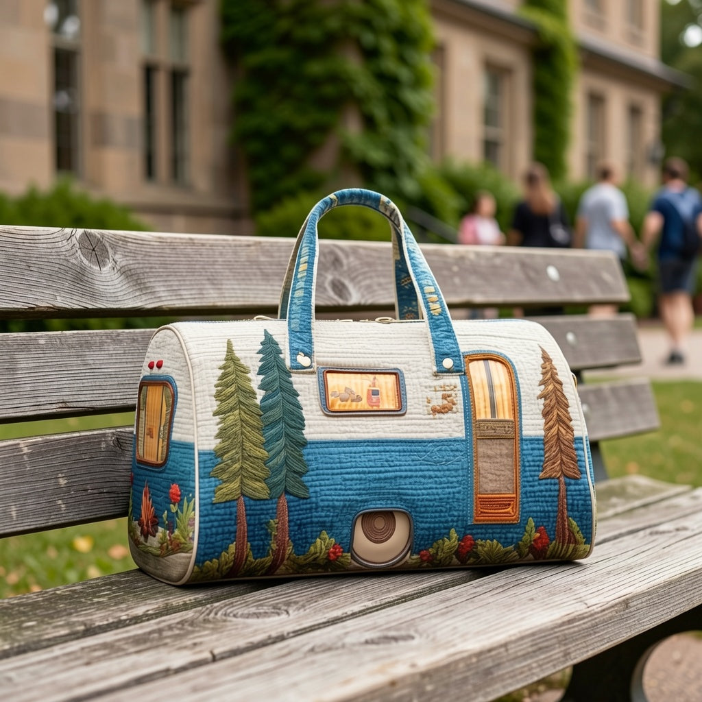 Boho Printed Weekend Travel Bag, Type A Shoulder Strap Tote with Flat Vintage-Inspired Styling for Overnight Trips and Gym Packing, No Sequins or Raised Texture