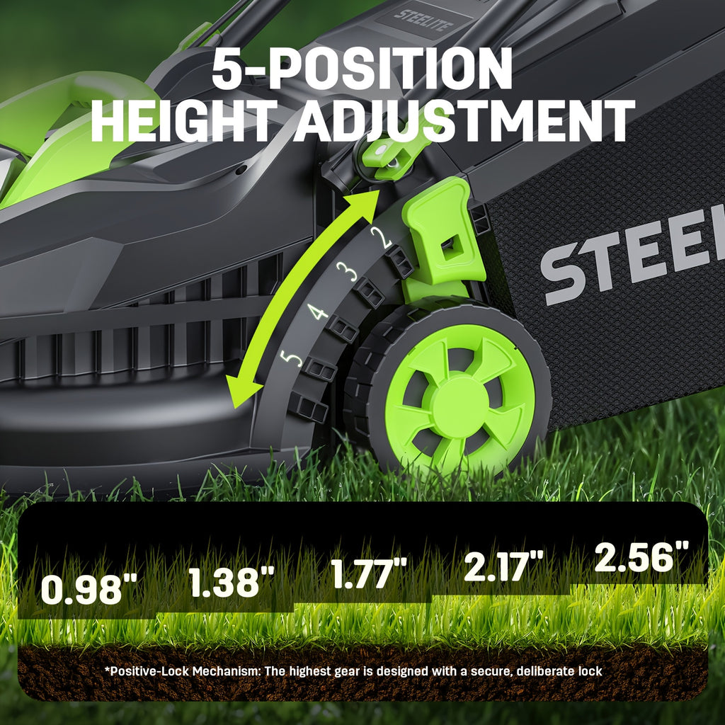 Cordless Lawn Mower by Deli Steelite, 13-Inch 21V Electric Mower with Brushless Motor, One or Two Batteries and Charger for Home Yard Care