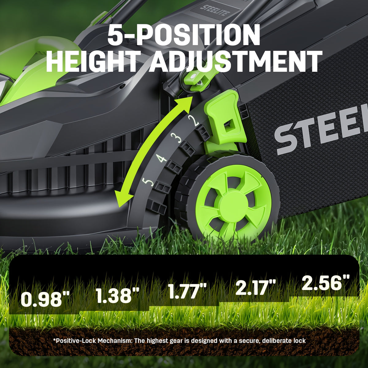 Cordless Lawn Mower by Deli Steelite, 13-Inch 21V Electric Mower with Brushless Motor, One or Two Batteries and Charger for Home Yard Care