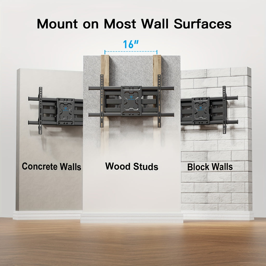TV Wall Mount Full Motion for 37-75 Inch TVs, Articulating Dual Arms with Swivel, Tilt & Leveling, 132 Lbs Capacity, Max VESA 600x400mm, Fits 16-24 Inch Wood Studs, for OLED LCD LED Flat & Curved TVs