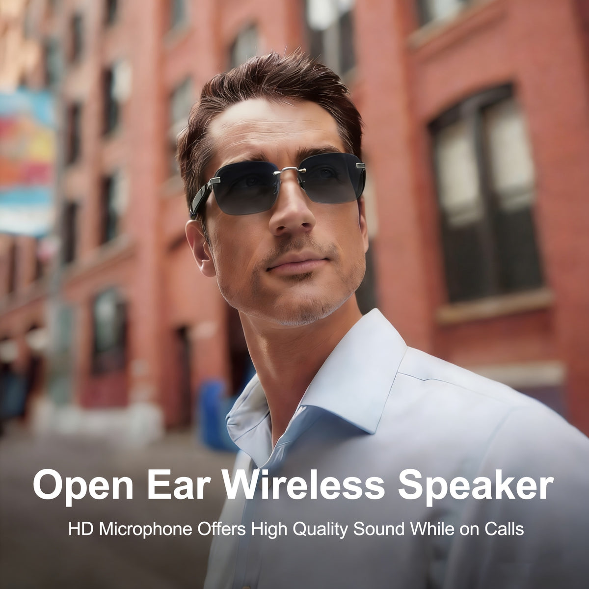 Touch-Control Wireless Audio Glasses with Listed Built-In Microphone, Music Playback and Hands-Free Calls in Gradient Blue, Gradient Purple or Brown-1