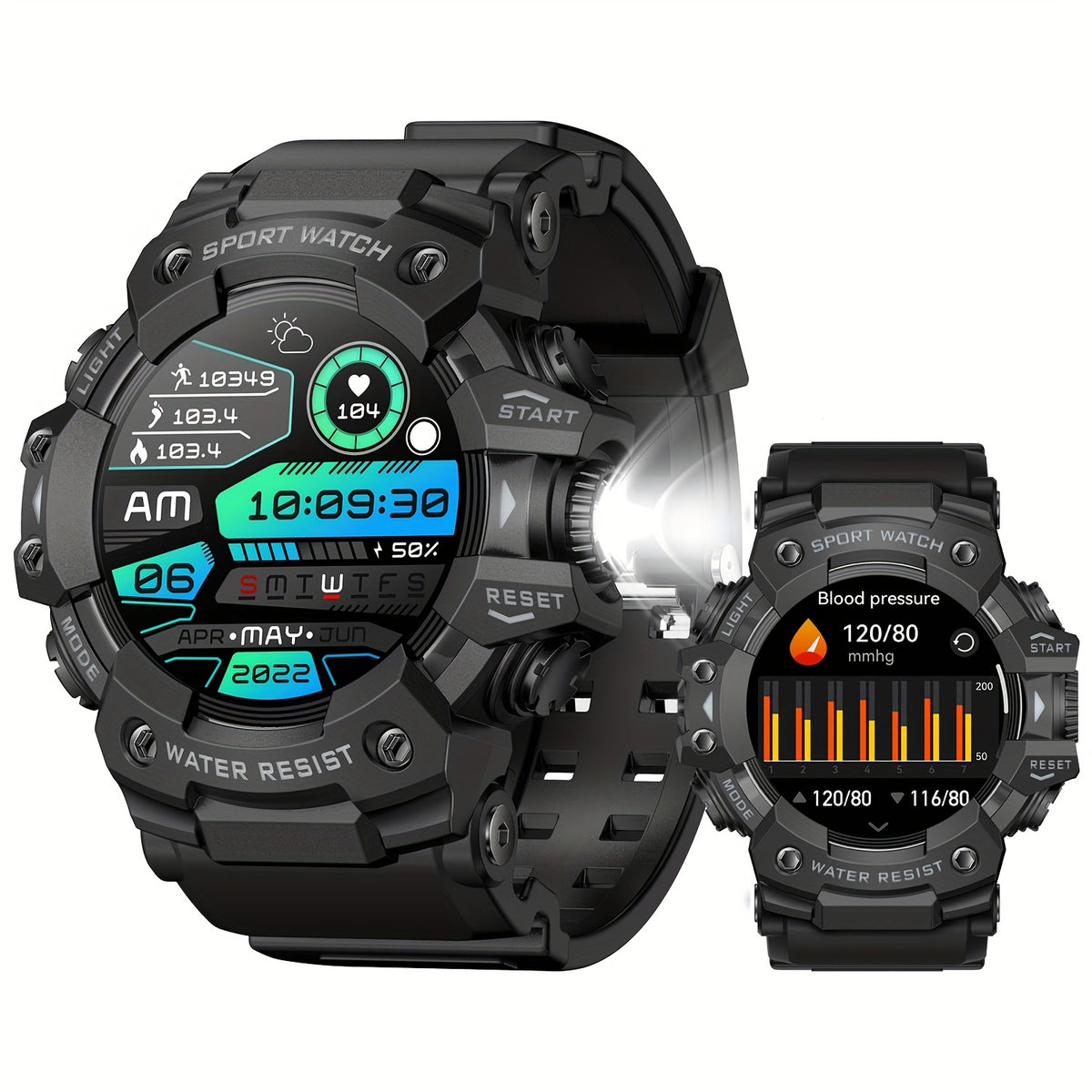 1.32-Inch TFT Smartwatch for Men with Calling, LED Flashlight, 100+ Sports Modes and Sleep Tracking, iPhone Android Compatibility in Eleven Color Options