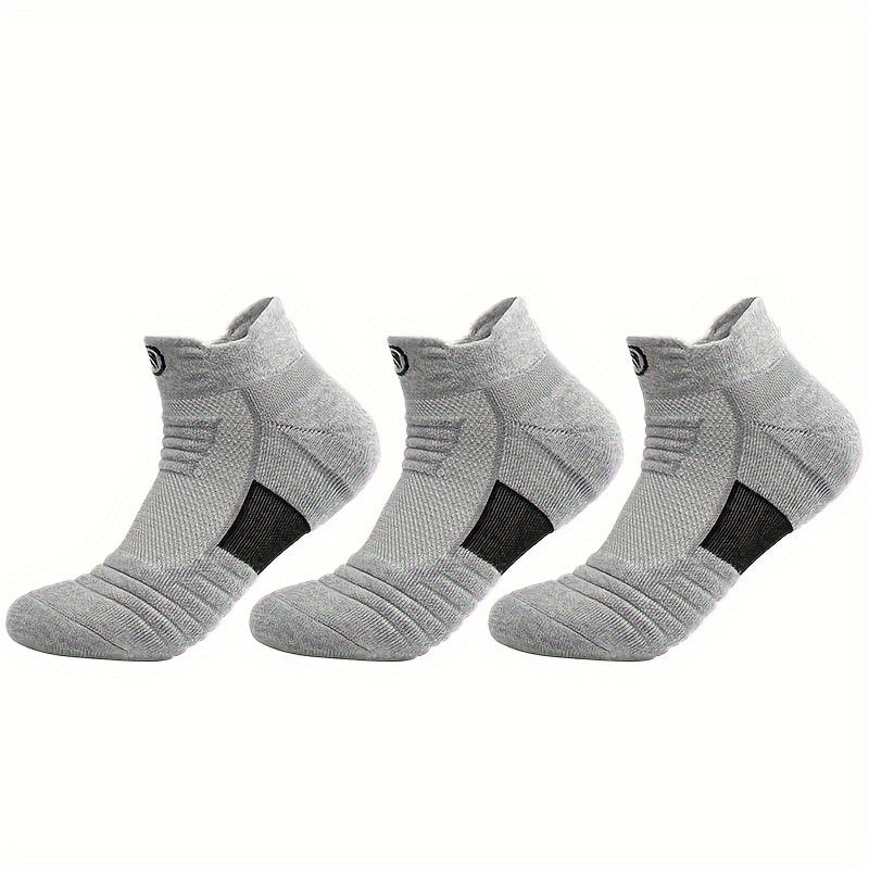 Cushioned Men's Sports Socks 12-Pair Pack with Thick Towel Fabric Soles, Polyester Knit and Six Black, White or Gray Color Options for Active and Casual Wear