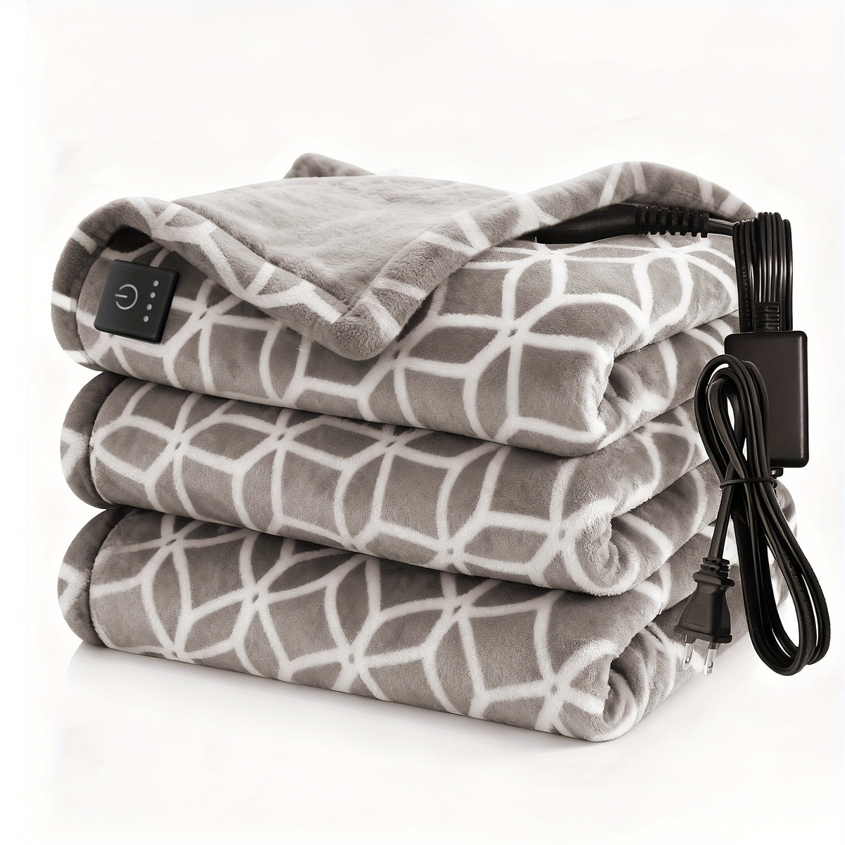 Button-Control Heated Blanket with Double-Sided Flannel, Listed 4 Heat Levels and 4-Hour Auto-Off, Electric Throw and Larger Size Options for Indoor Comfort