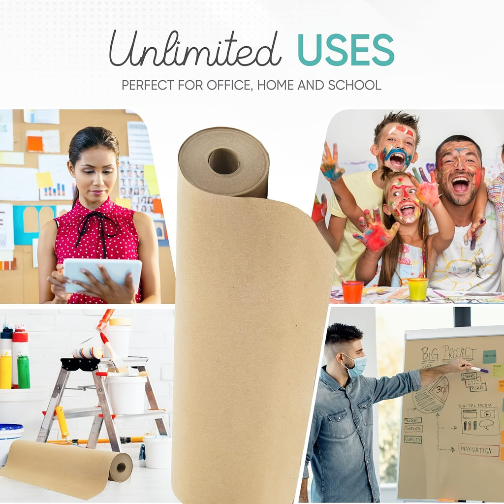 Kraft Paper Roll, 15 x 490 Inches, Multipurpose Wrapping and Bulletin Board Paper for Shipping, Gift Wrap, Arts, Crafts, Table Covering and Floor Protection