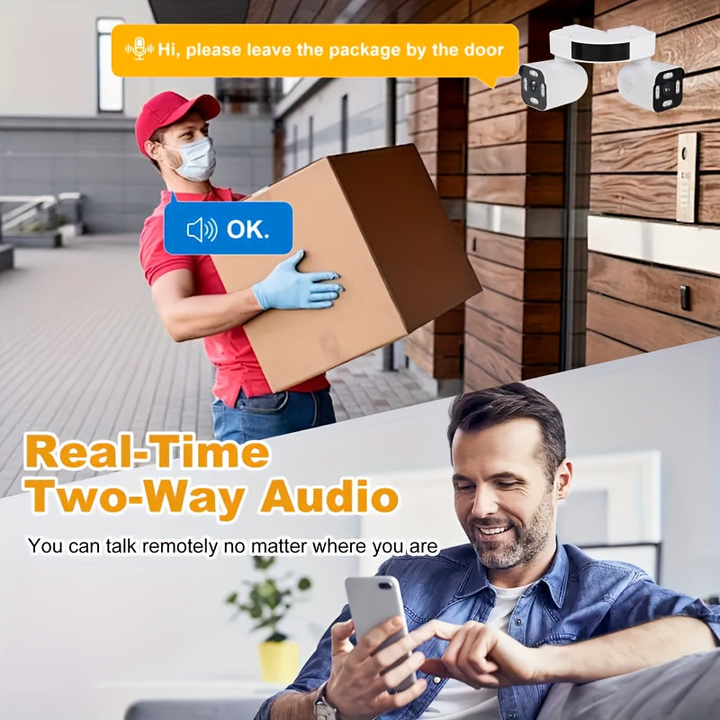 Wired-Power Dual Lens WiFi Security Camera with Listed 10X Electric Zoom, PTZ App Viewing, Night Vision, Two-Way Audio and Siren, Single or Two-Piece Options