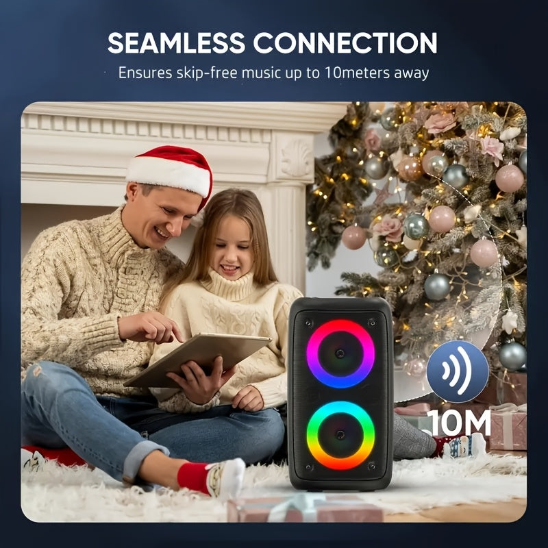 Karaoke Machine with Microphone Options, Portable Bluetooth Speaker with LED Lights, Dual Speakers, TF Card, USB, AUX & TWS for Adults and Home Parties