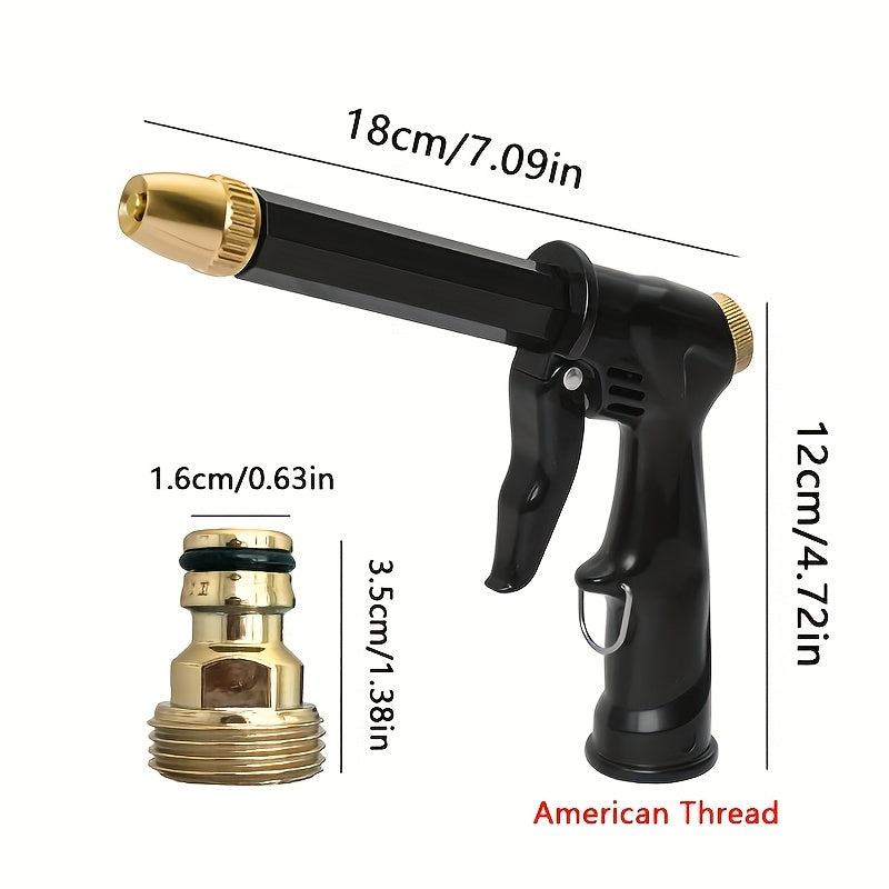 Adjustable Garden Hose Spray Gun with Plastic Body and Metal Nozzle Components, 3/4-Inch US Connection for Car Washing, Motorcycle Cleaning and Watering