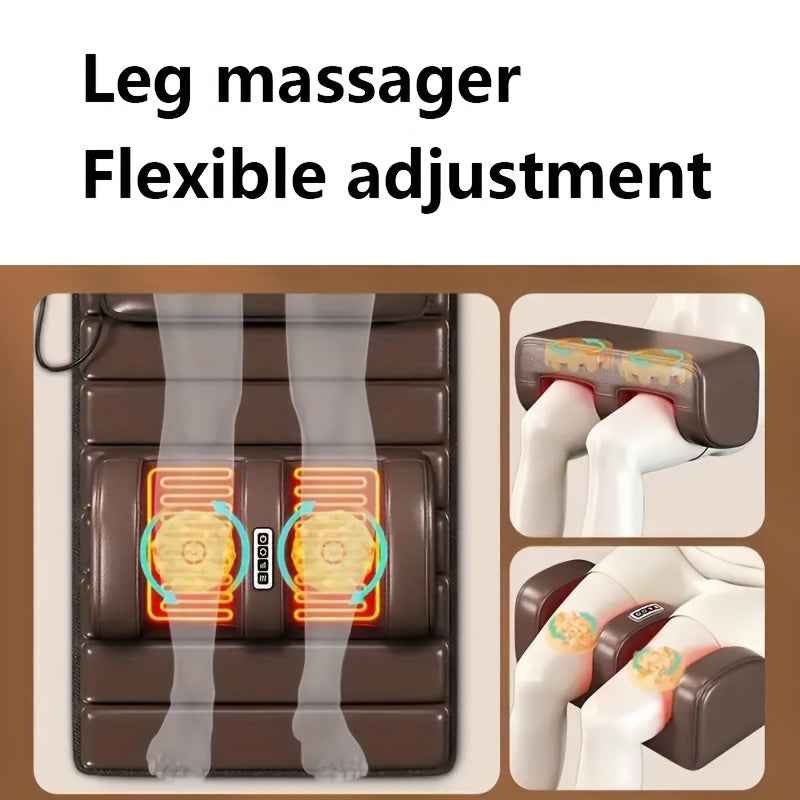1 Set of Large Brown Full Body Heating Massagers, 2 Styles of PU Material, with Neck And Foot Devices And Massage Headrest, Lumbar Pillow, Timer Vibration Massager, Comfortable And Wear-Resistant, Non-Slip Bottom, Suitable for Home