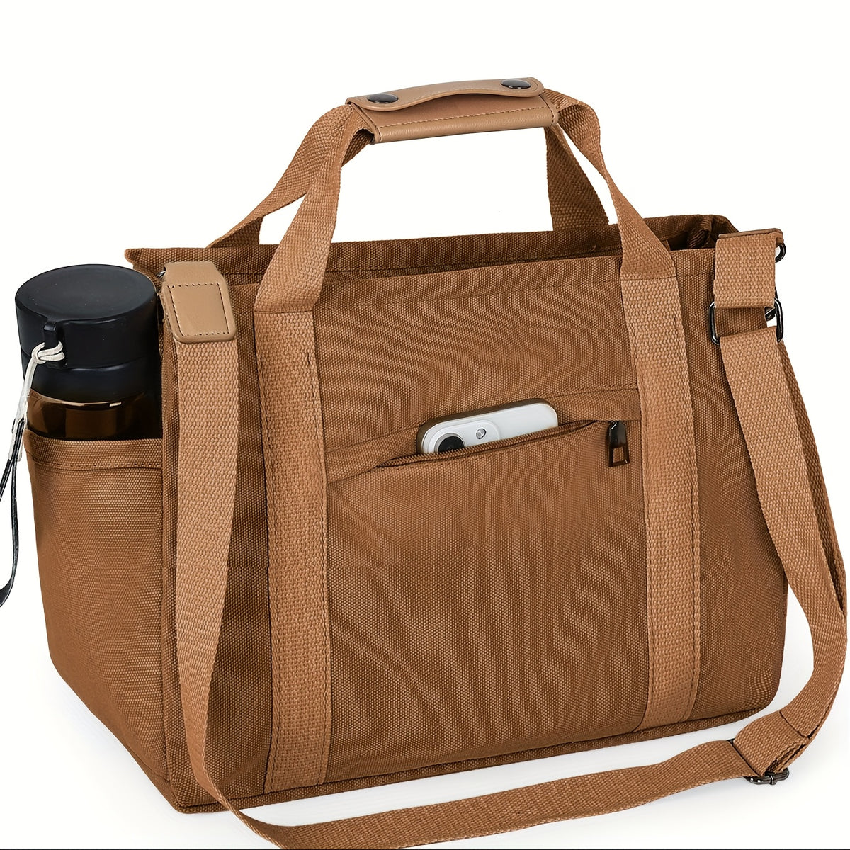 Women's Tote Bag with Three Inner Compartments and Front Zipper Pocket, Small or Large Shoulder and Crossbody Handbag Options for Work, Travel and Daily Carry