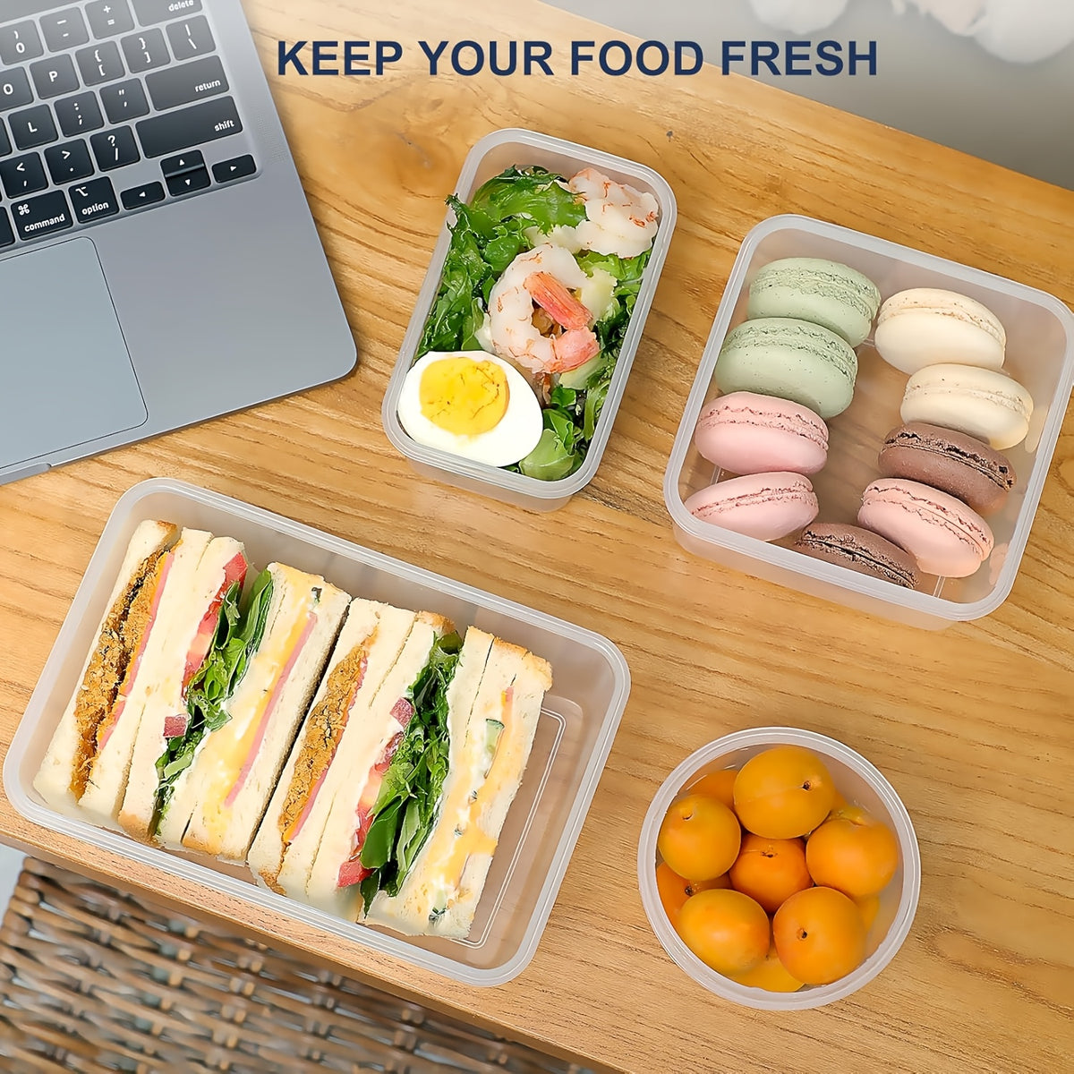 Round PP Food Storage Containers with Lids, 12-Piece Set of Six Stackable Plastic Meal Prep Bowls and Six Covers for Everyday Kitchen Organization