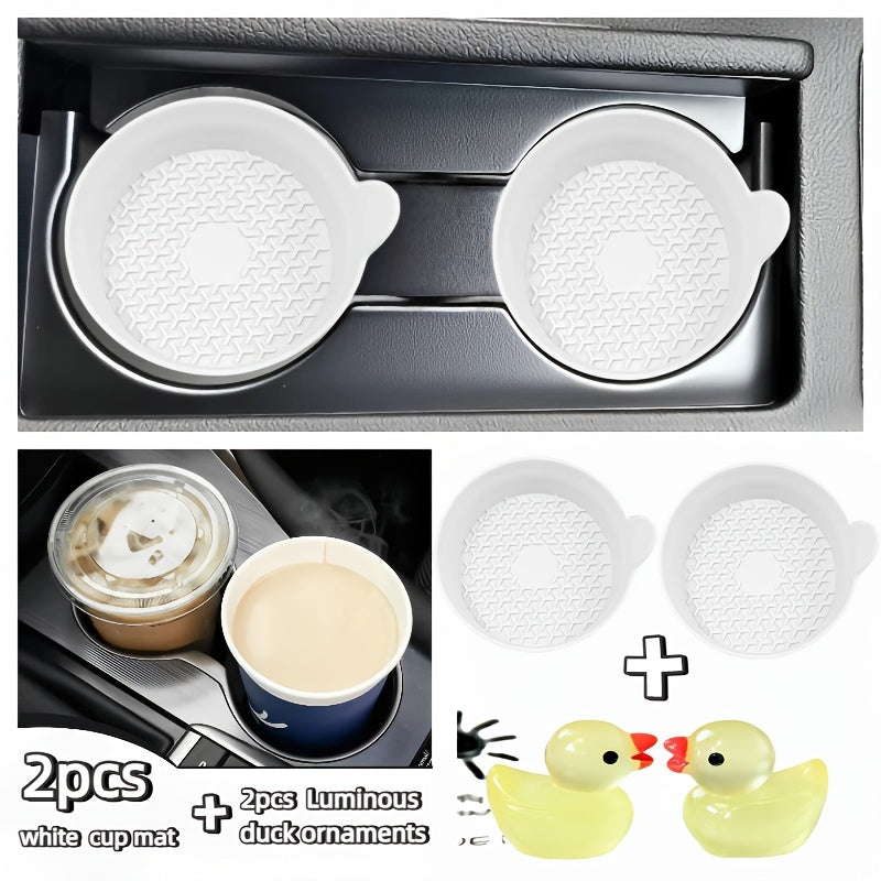 Silicone Car Cup Holder Coasters in Two- or Four-Piece Options, Anti-Slip Cup Mats with Multiple Colors and Selected Glow-in-the-Dark Accessory Bundles