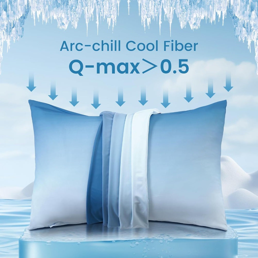 Cooling Pillowcases 2-Pack for Hot Sleepers, Machine-Washable Pillow Covers in Listed 19.69 x 25.98-Inch Standard Size with Five Bedroom Color Options