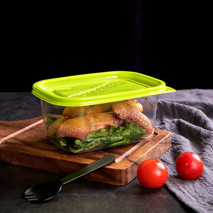 Transparent Plastic Food Storage Set with Random Lid Colors, Listed Six-Piece Reusable Stackable Kitchen Containers for Rice, Grains, Fruit and Vegetables