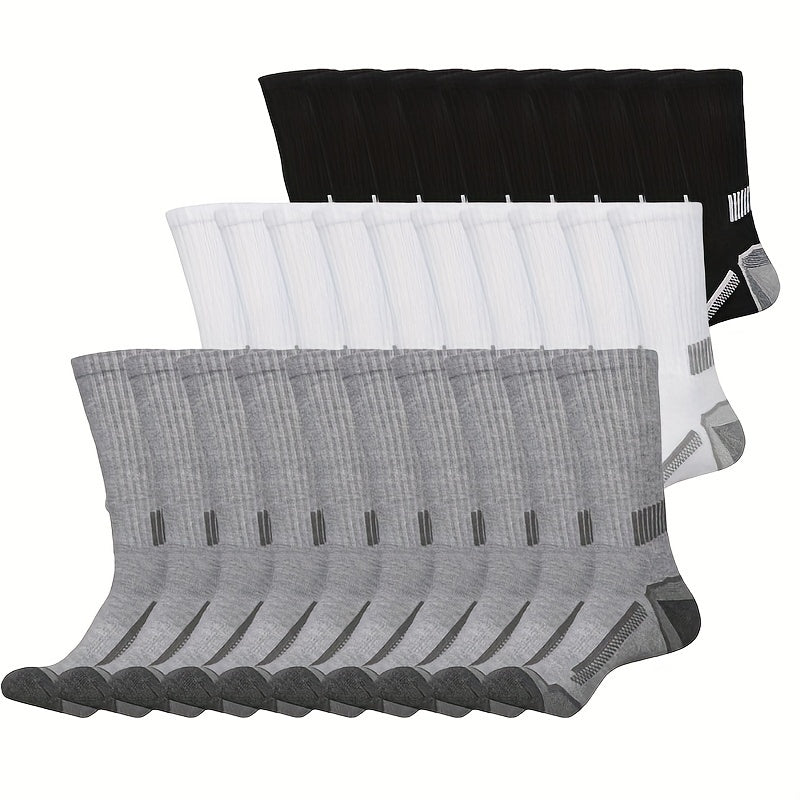 Men's Crew Socks Multipack in Black or White 20-Pair Options and a 30-Pair Combination, One-Size Everyday Socks for Casual Outfits and Outdoor Activities