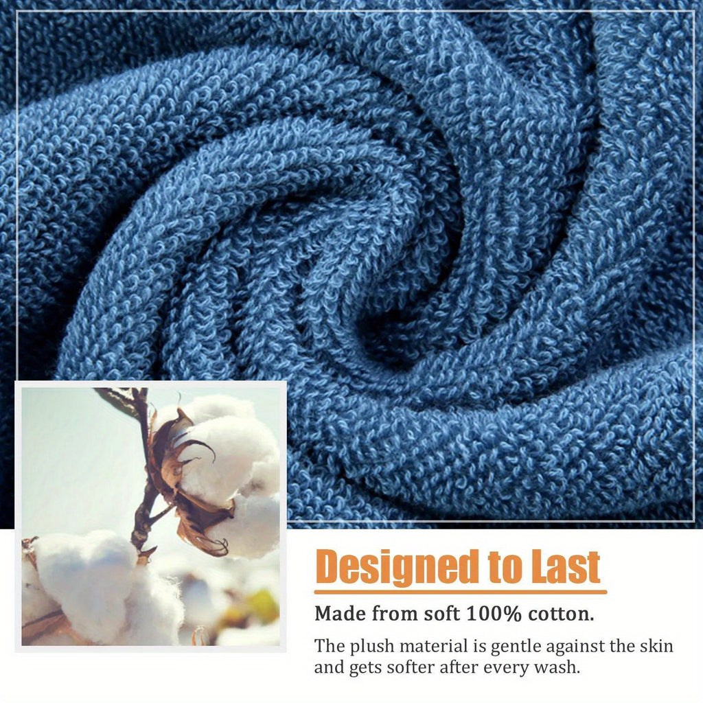 Cotton Hand Towel in Striped 100% Cotton, Single 28.35 x 12.6 Inch Bathroom Towel with Random-Color Hook and Beige, Blue or Khaki Options for Daily Hand Drying